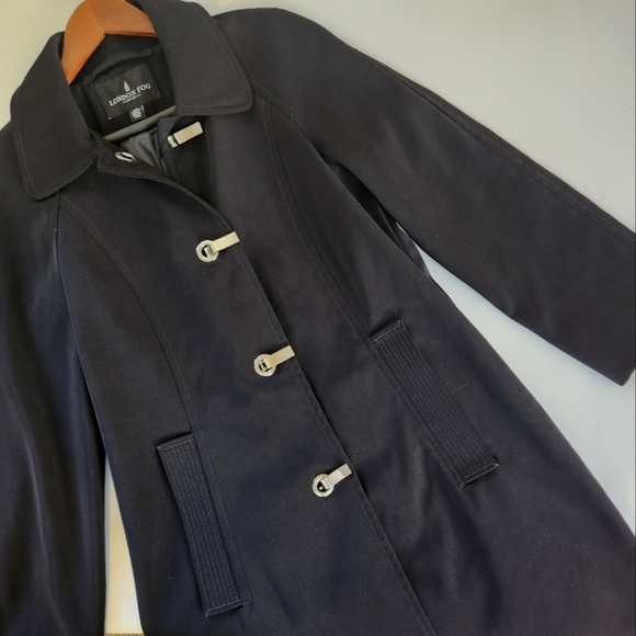 London Fog Black Classic Trench Coat Rain Jacket Size Small - Picture 8 of 8